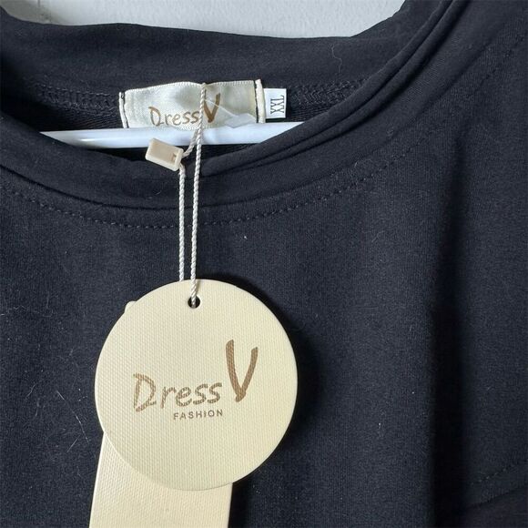 Women's 2XL Black Long Sleeve Knee Length Dress with Pockets Casual - Picture 3 of 7